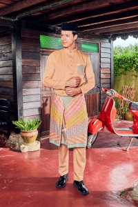 Baju Melayu Batik in Nude Brown